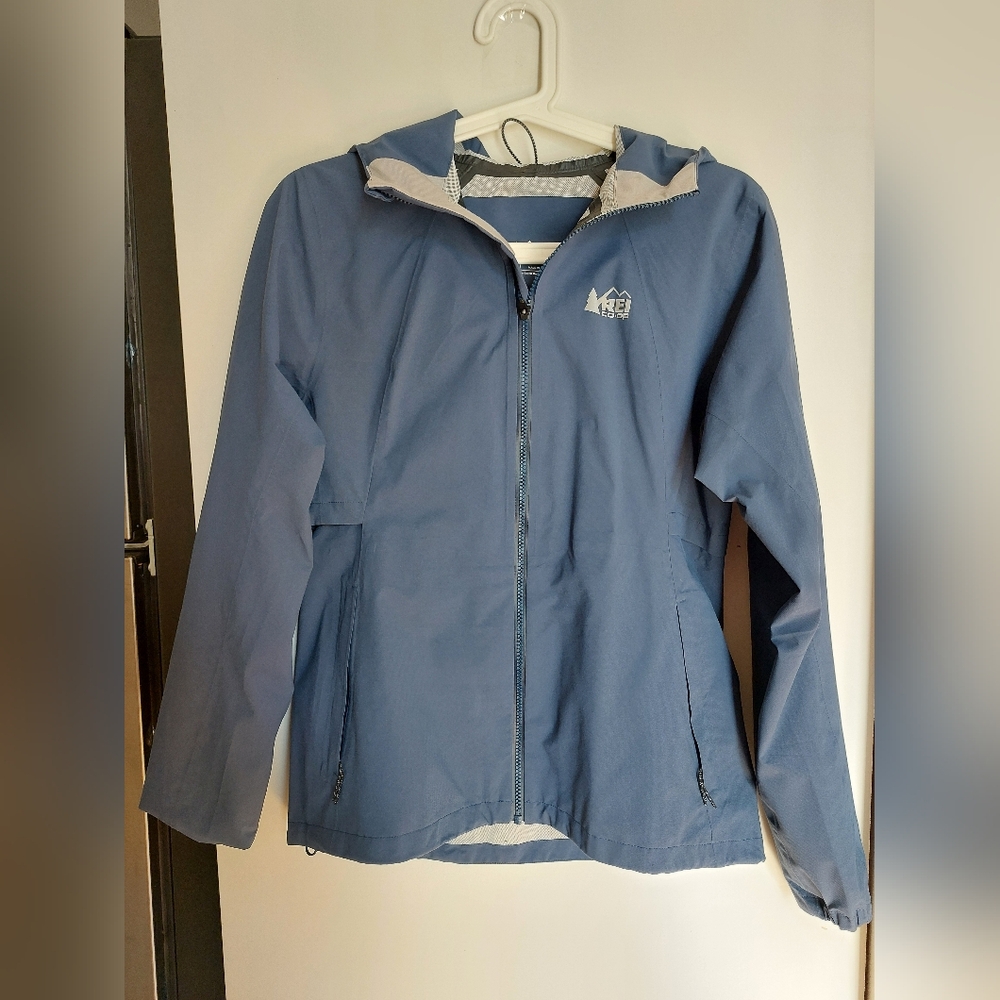 REI Rainier Rain Jacket - Blue - Lightweight Sporty Design Women Xs